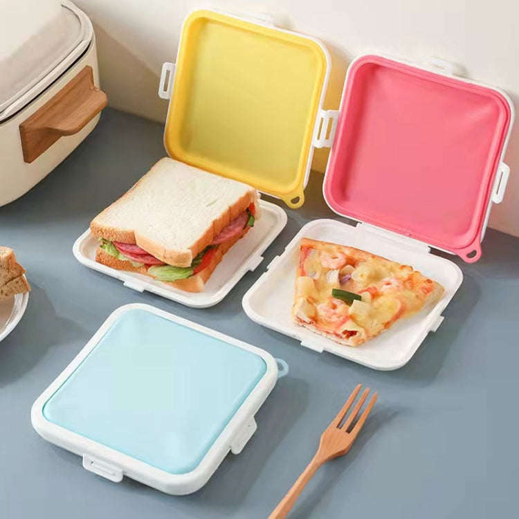 Sandwich Bread Fresh-keeping Storage Box Silicone Portable Take-out Lunch Box(Pink)