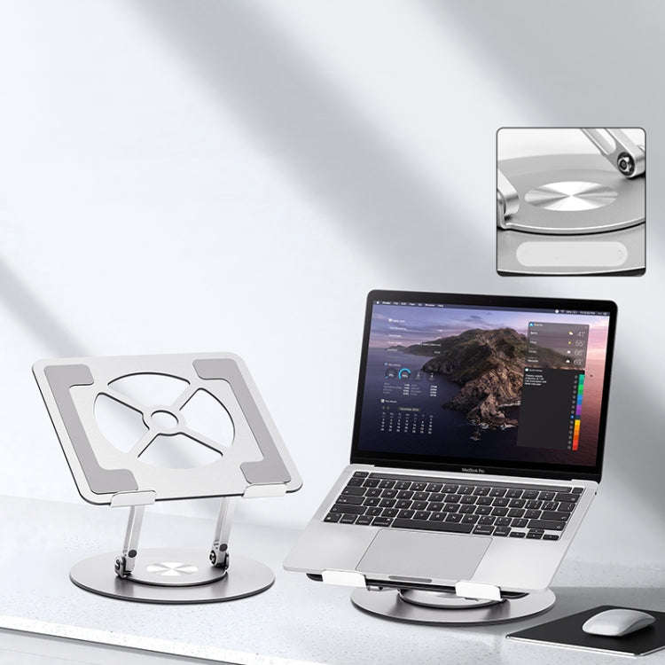 Aluminum Alloy Laptop Stand Notebook Riser with 360 Degree Rotating Base,(Silver)