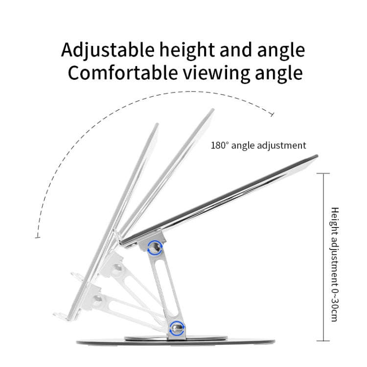 Aluminum Alloy Laptop Stand Notebook Riser with 360 Degree Rotating Base,(Silver)