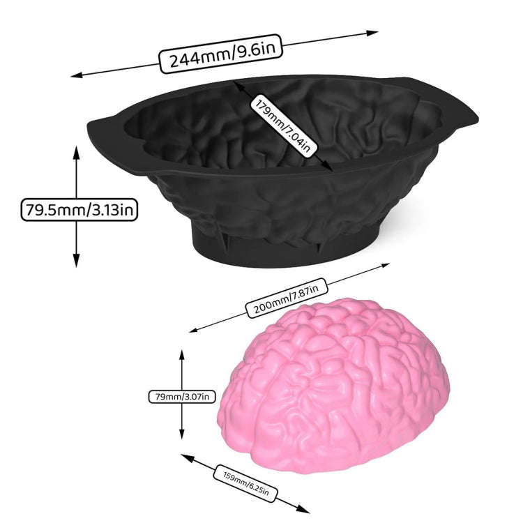 Halloween Brain Mold Baking Silicone Mold Chocolate Cake Containers(Pink)