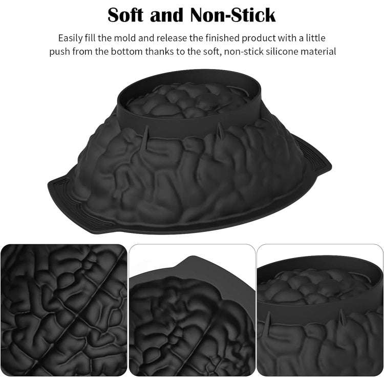 Halloween Brain Mold Baking Silicone Mold Chocolate Cake Containers(Pink)