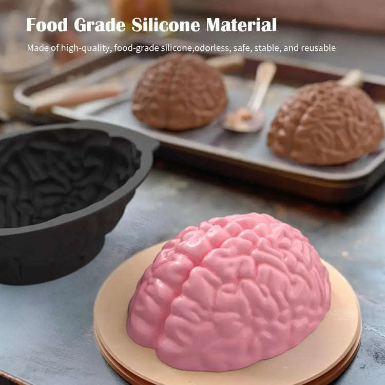 Halloween Brain Mold Baking Silicone Mold Chocolate Cake Containers(Pink)
