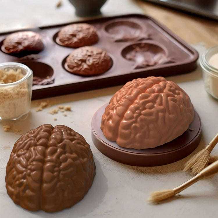 Halloween Brain Mold Baking Silicone Mold Chocolate Cake Containers(Pink)