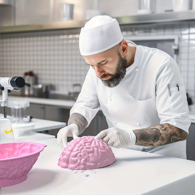 Halloween Brain Mold Baking Silicone Mold Chocolate Cake Containers(Pink)