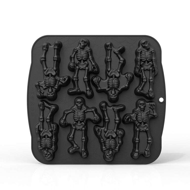 8 Grids Skull Cake Mold Halloween Silicone Mold(Black)