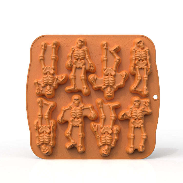 8 Grids Skull Cake Mold Halloween Silicone Mold(Brown)