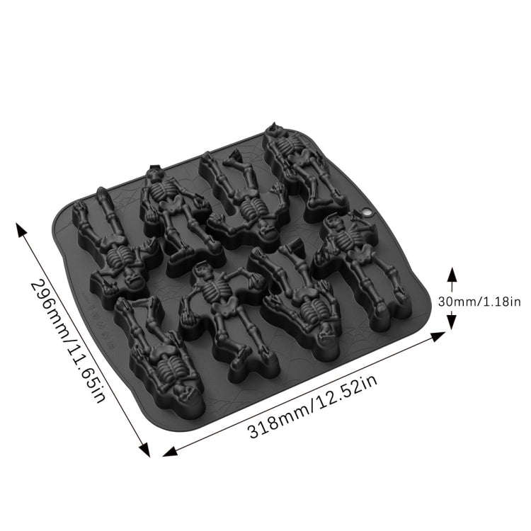 8 Grids Skull Cake Mold Halloween Silicone Mold(Brown)