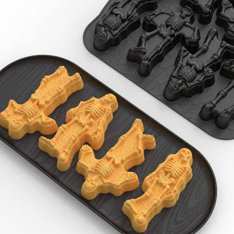 8 Grids Skull Cake Mold Halloween Silicone Mold(Brown)