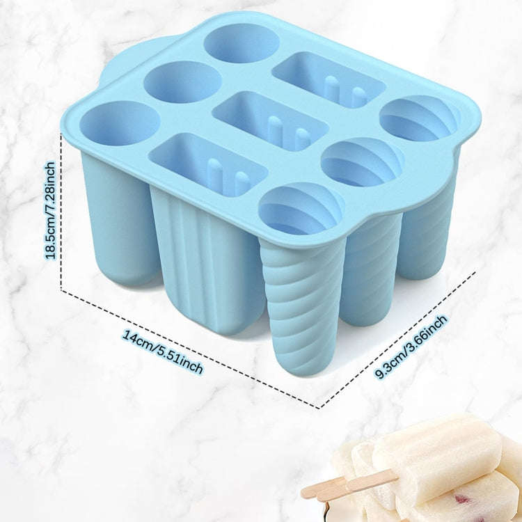 9 Grids Ice Cream Mould Silicone Ice Compartment Homemade Ice Cube Membrane Maker(Green A)