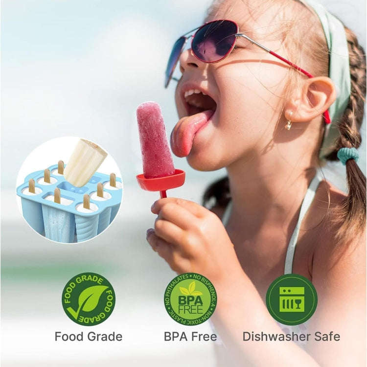 9 Grids Ice Cream Mould Silicone Ice Compartment Homemade Ice Cube Membrane Maker(Green A)