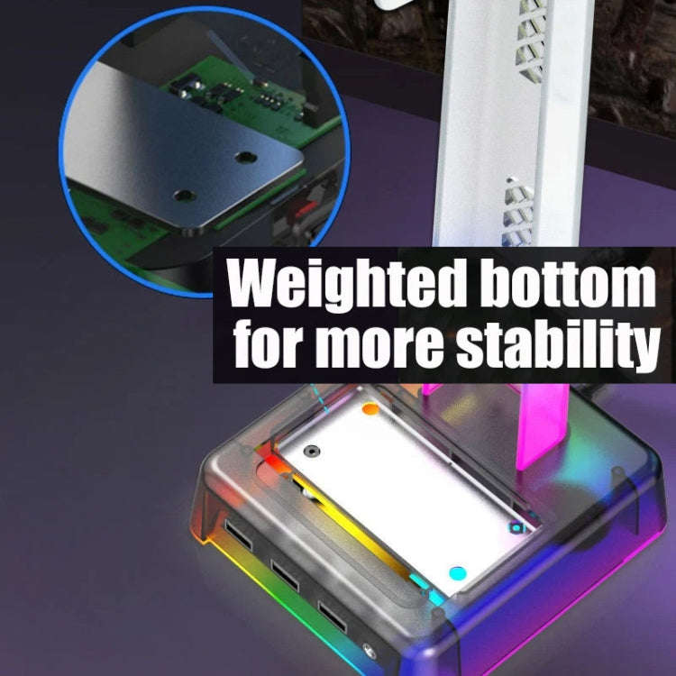 Z3 Cracked With 3USB Expansion Port Headphone Stand RGB Ambient Light Headphone Display Holder(Bl...
