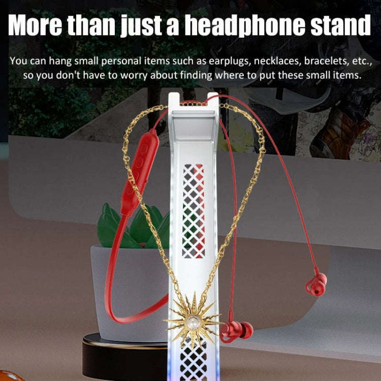 Z3 Cracked With 3USB Expansion Port Headphone Stand RGB Ambient Light Headphone Display Holder(Bl...