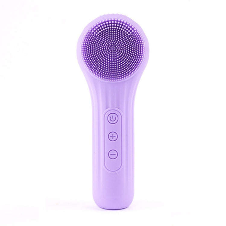 Sonic Waterproof Facial Cleansing Brush Rechargeable Hot Compress Face Scrubber Cleanser(Purple)