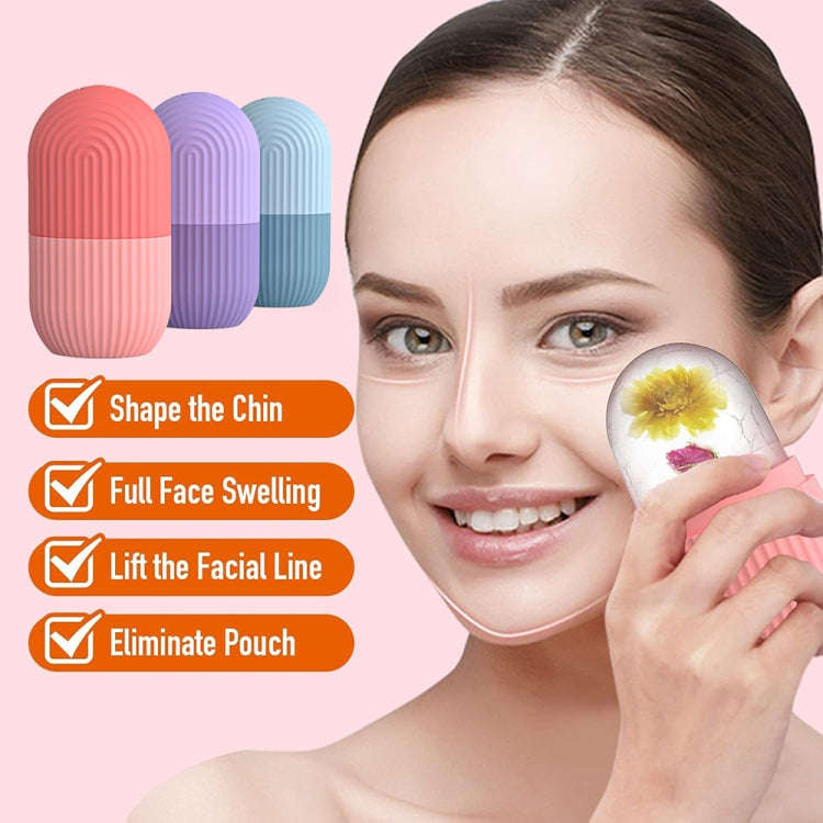 Silicone Wave Pattern Ice Compartment Mould Facial Beauty Massage Pore Shrinking Ice Cube Mold(Gr...