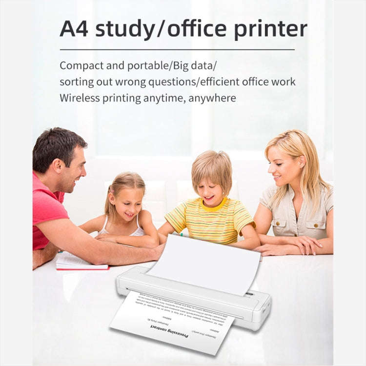 A4-XZ 203DPI A4 Home Portable Smart Wireless Inkless Thermal Printer(Black)