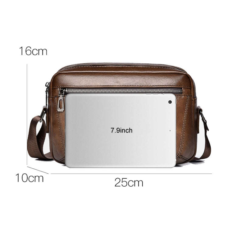 WEIXIER D523 Men Large Capacity Crossbody Single Shoulder Bag Casual PU Messenger Handbag(Black)