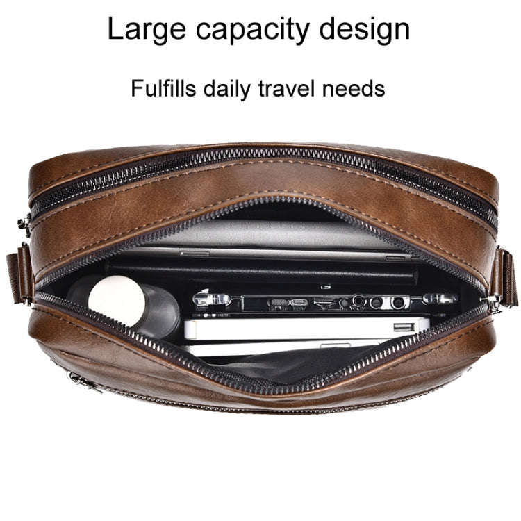WEIXIER D523 Men Large Capacity Crossbody Single Shoulder Bag Casual PU Messenger Handbag(Black)