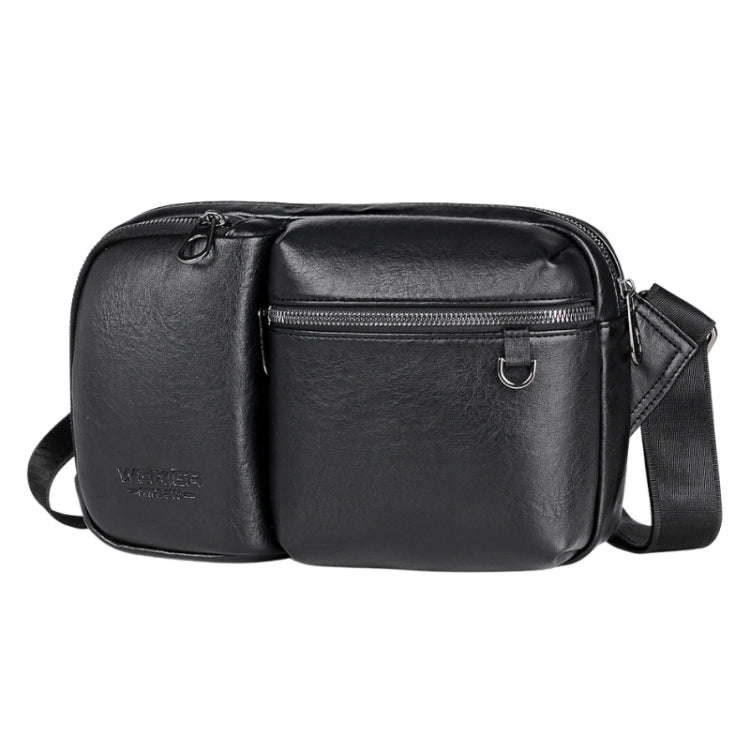 WEIXIER D401 Men Large Capacity Crossbody Single Shoulder Bag Casual PU Messenger Handbag(Black)