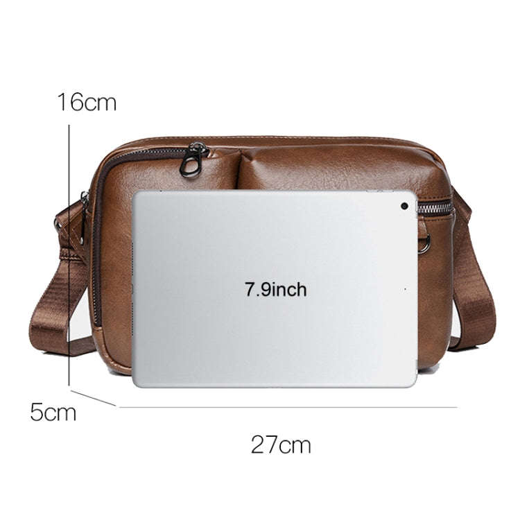 WEIXIER D401 Men Large Capacity Crossbody Single Shoulder Bag Casual PU Messenger Handbag(Brown)