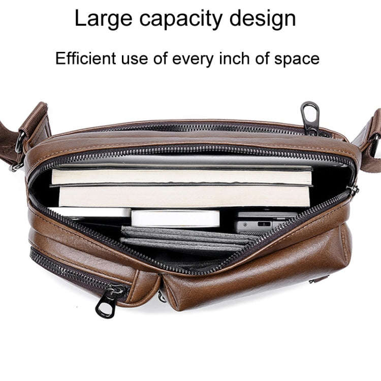 WEIXIER D401 Men Large Capacity Crossbody Single Shoulder Bag Casual PU Messenger Handbag(Brown)