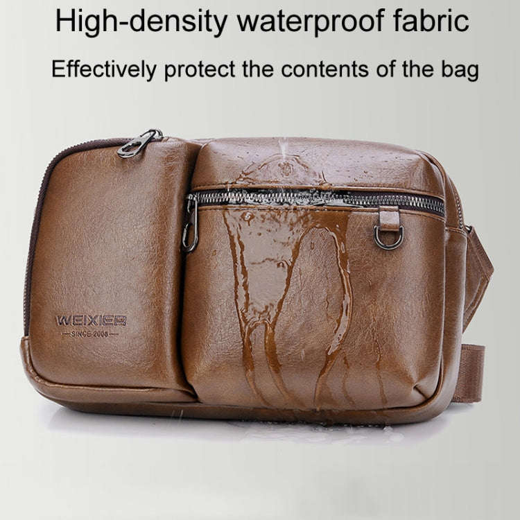 WEIXIER D401 Men Large Capacity Crossbody Single Shoulder Bag Casual PU Messenger Handbag(Black)