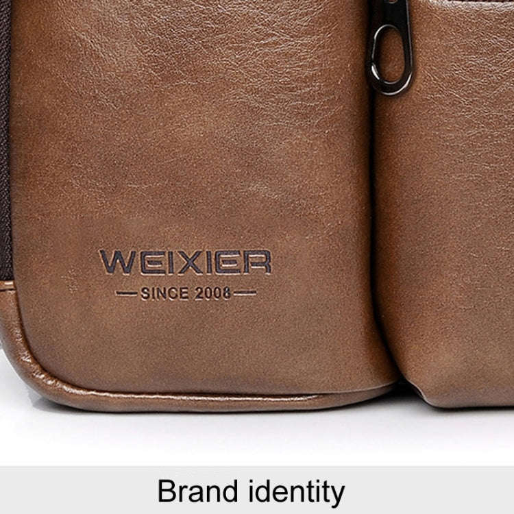 WEIXIER D401 Men Large Capacity Crossbody Single Shoulder Bag Casual PU Messenger Handbag(Brown)