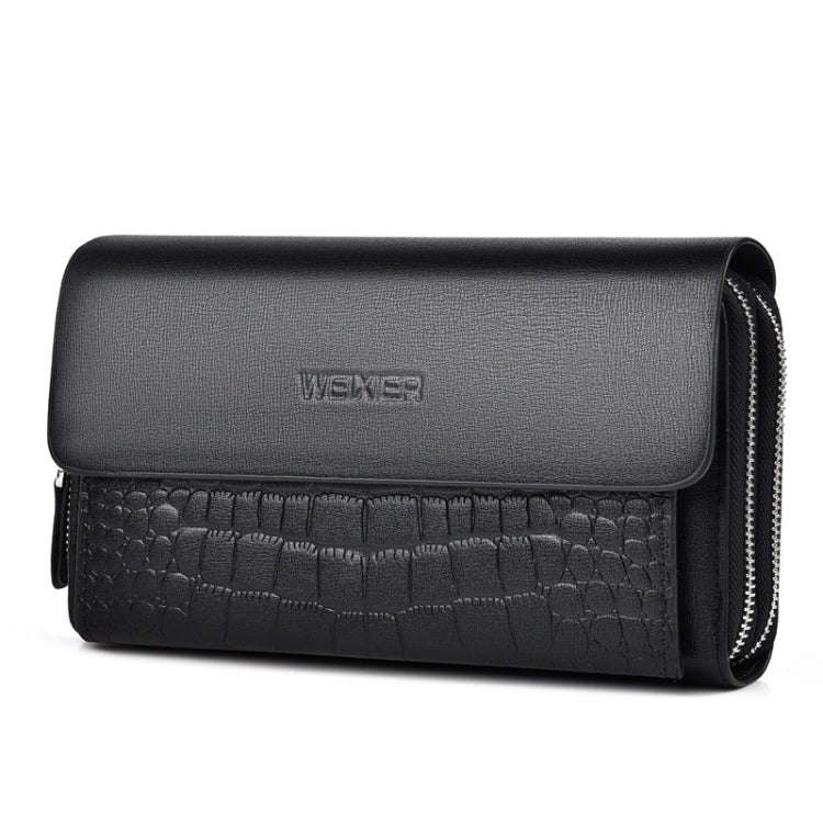 WEIXIER W129 Men Magnetic Buckle Anti-Theft Clutch Bag Large Capacity Multi-Card Wallet(Black)