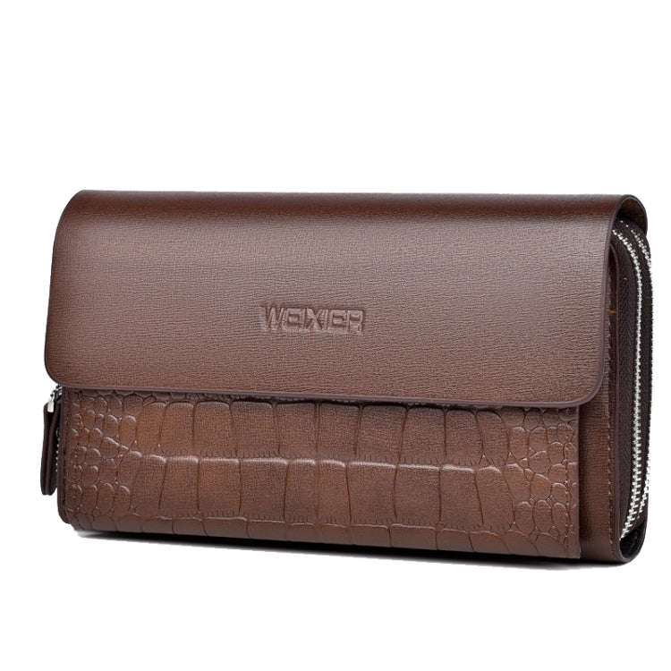 WEIXIER W129 Men Magnetic Buckle Anti-Theft Clutch Bag Large Capacity Multi-Card Wallet(Brown)