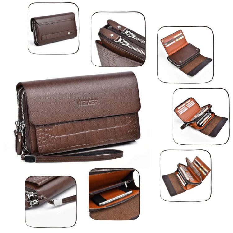 WEIXIER W129 Men Magnetic Buckle Anti-Theft Clutch Bag Large Capacity Multi-Card Wallet(Brown)