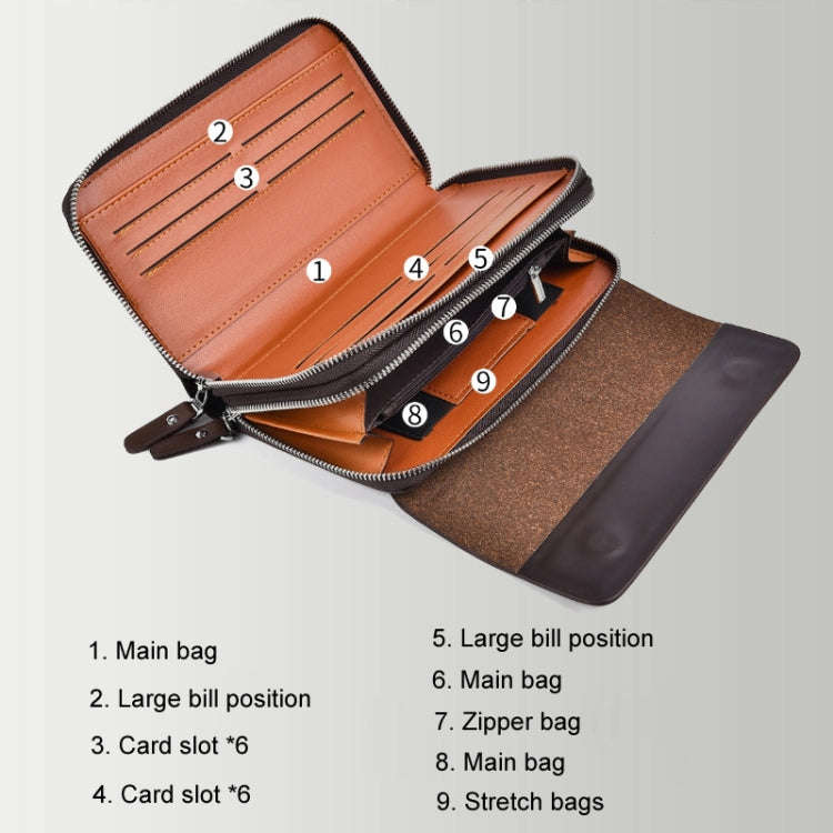 WEIXIER W129 Men Magnetic Buckle Anti-Theft Clutch Bag Large Capacity Multi-Card Wallet(Black)