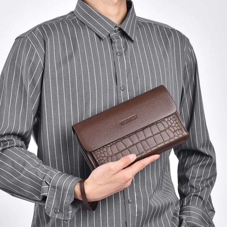 WEIXIER W129 Men Magnetic Buckle Anti-Theft Clutch Bag Large Capacity Multi-Card Wallet(Brown)