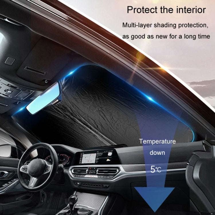 Car Sunshade Summer Front Windshield Sunscreen Heat Insulation Folding Car Sunshade Curtain(145x7...