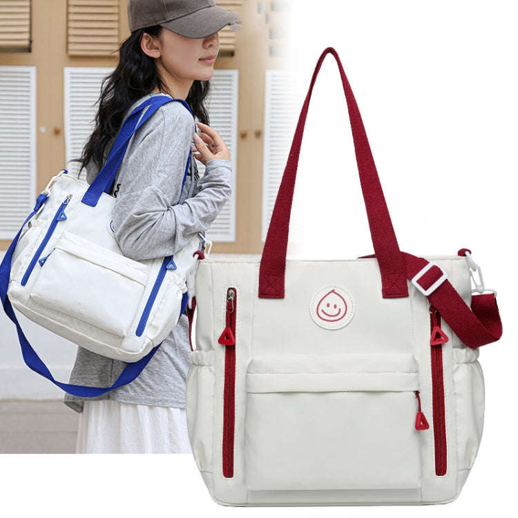 Casual Versatile Shoulder Bag Contrast Color Messenger Bag Student Handbag(White Blue)