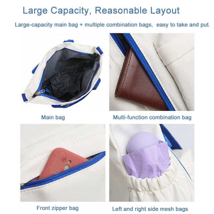 Casual Versatile Shoulder Bag Contrast Color Messenger Bag Student Handbag(White Blue)