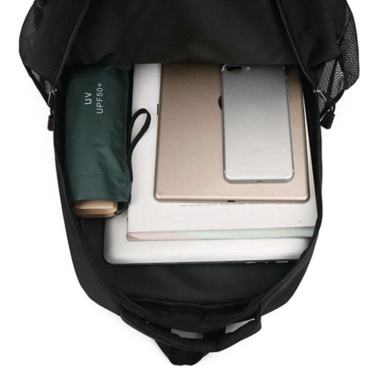 Men Backpack Nylon Oxford Knapsack Large Capacity Student Schoolbag(Black)