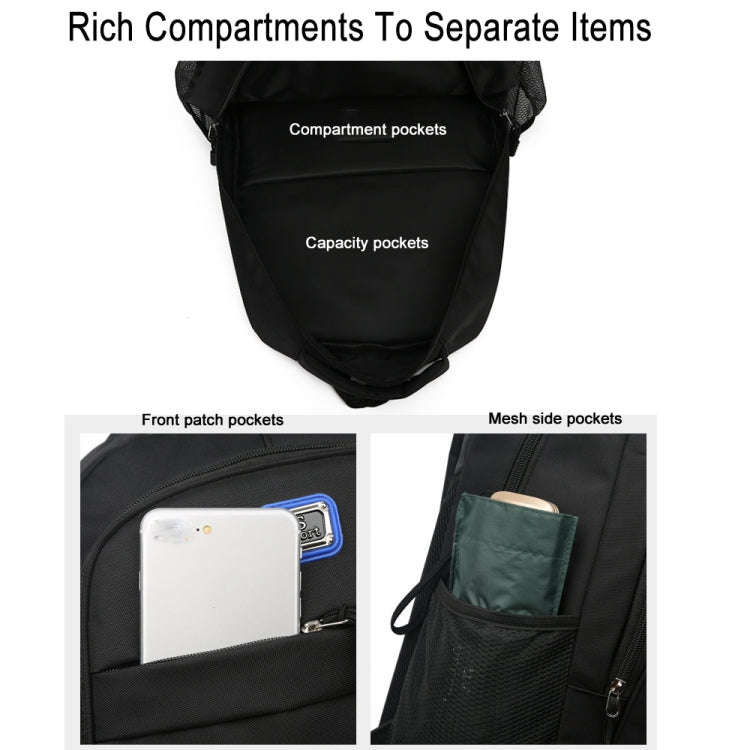 Men Backpack Nylon Oxford Knapsack Large Capacity Student Schoolbag(Black)