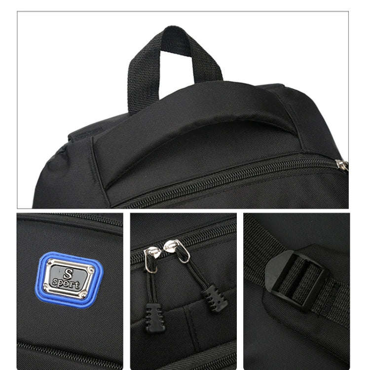 Men Backpack Nylon Oxford Knapsack Large Capacity Student Schoolbag(Black)