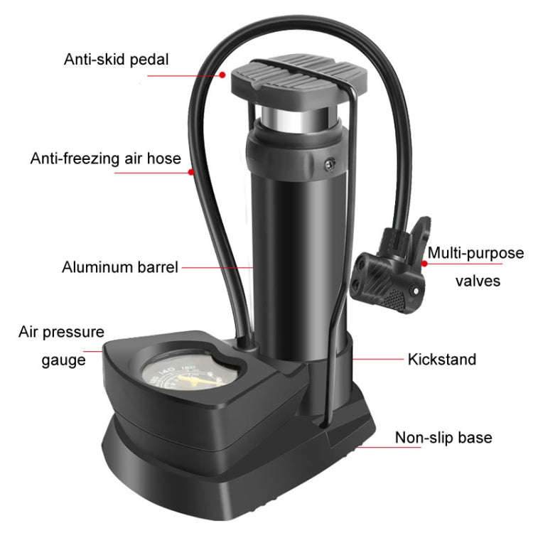 Car / Motorcycle / Bicycle Foot Inflator Pump Pointer Type Tire Pressure Detection Foot Inflator(...