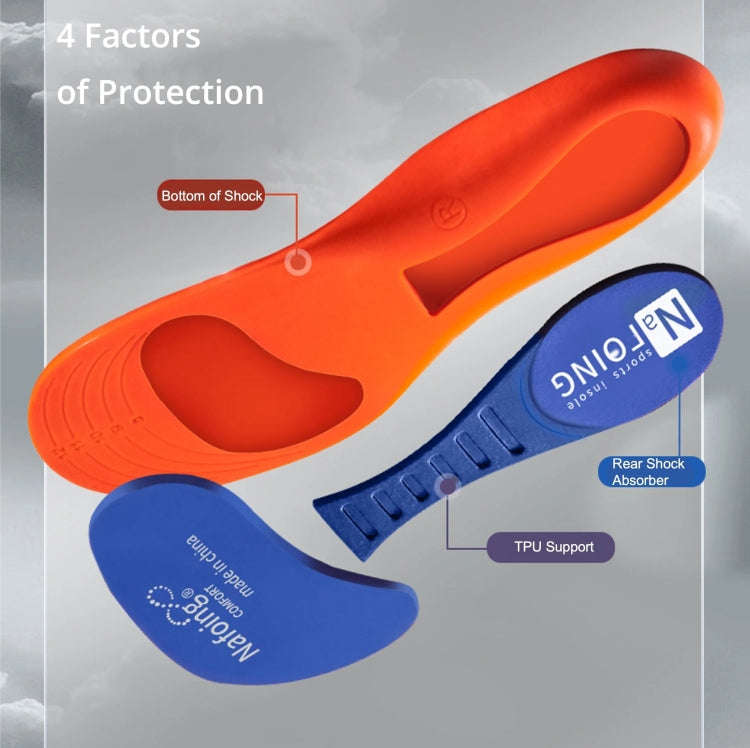 Sports Shock-absorbing Insoles Soft Bottom Sweat-absorbing Flat Arch Full Pad Heel Insoles, Size:...