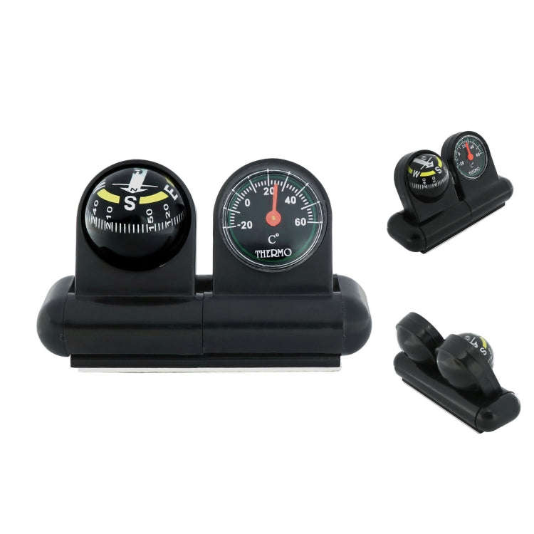 2 In 1 Car Guide Ball Thermometer Adjustable Angle Compass(English Version)