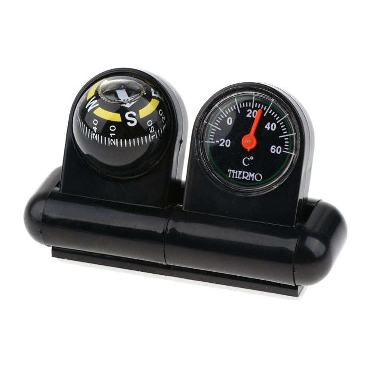 2 In 1 Car Guide Ball Thermometer Adjustable Angle Compass(English Version)