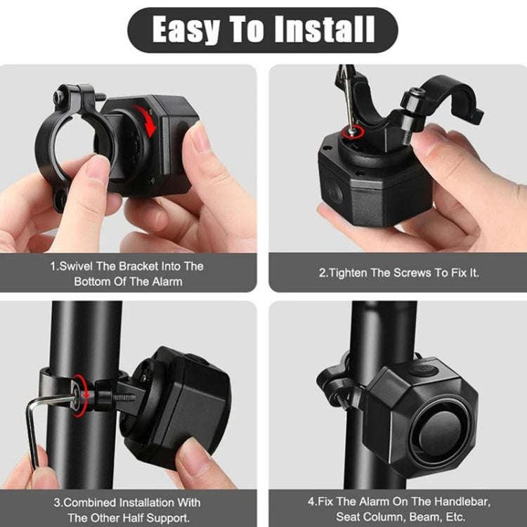 SF32R+03C Electric Motorcycle / Bike Anti-theft Alarm Home Wiring Free Vibration Alarm