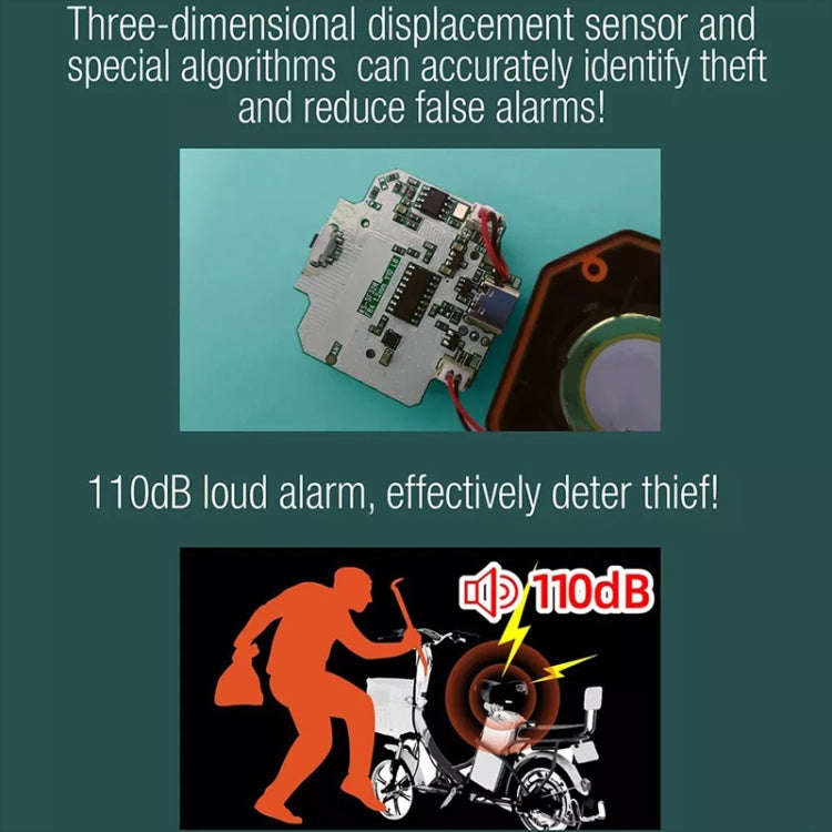 SF32R+03C Electric Motorcycle / Bike Anti-theft Alarm Home Wiring Free Vibration Alarm