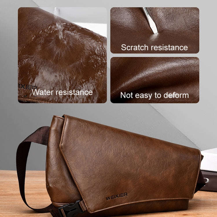 WEIXIER D515 Men Crossbody Single Shoulder Bag Large Capacity Waterproof Messenger Backpack(Brown)