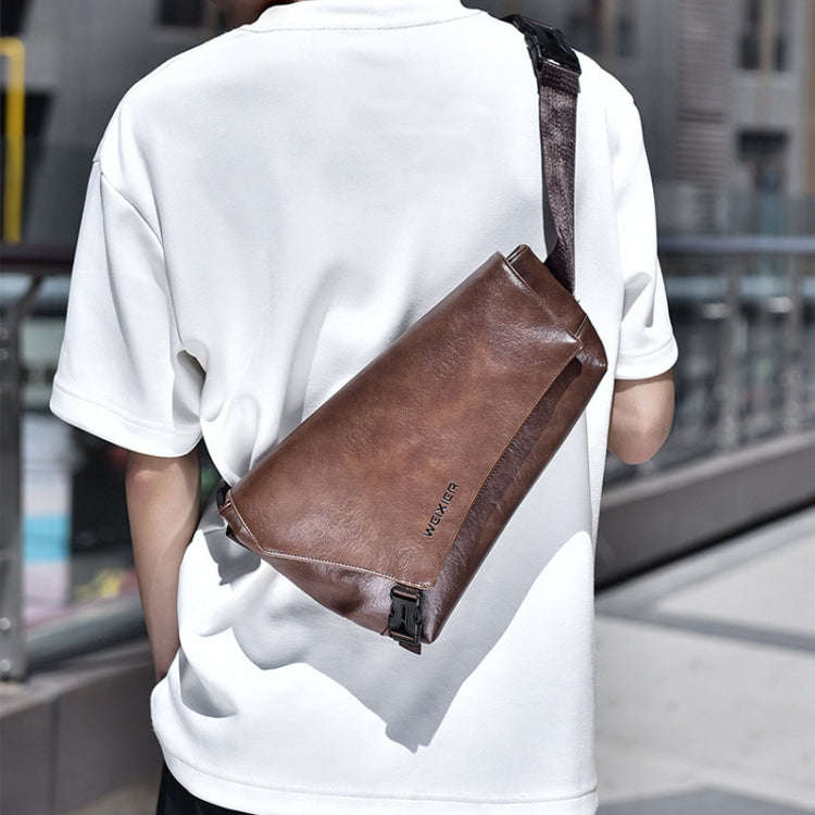 WEIXIER D515 Men Crossbody Single Shoulder Bag Large Capacity Waterproof Messenger Backpack(Brown)