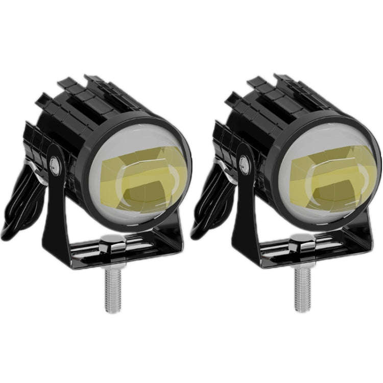 1pair 12V-85V Motorcycle Headlights Dual-color Automotive LED Working Headlights, Color: White + ...