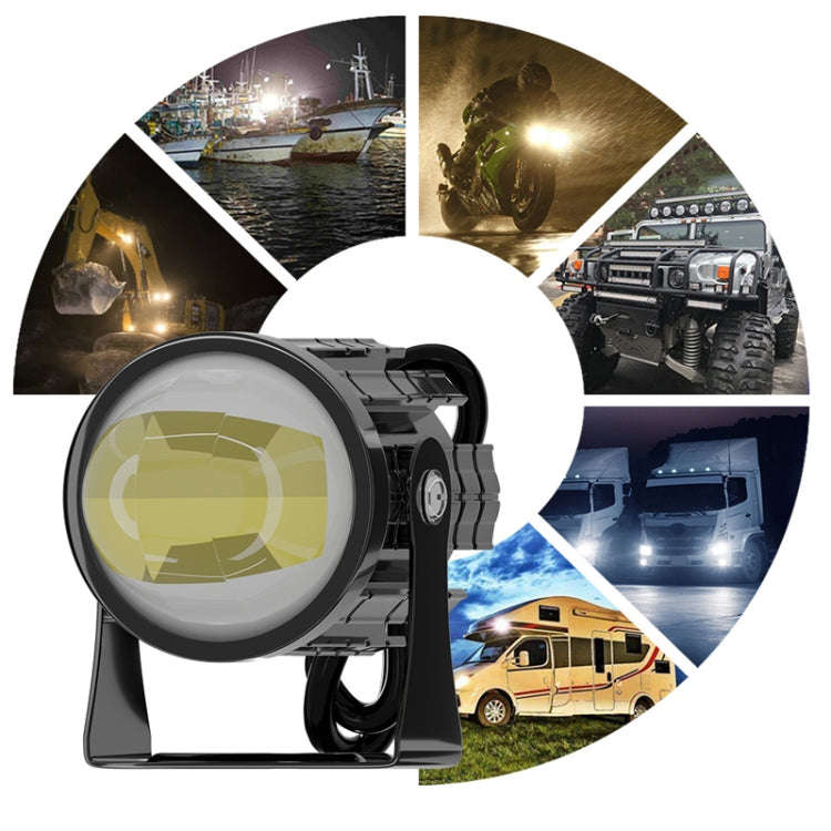 1pair 12V-85V Motorcycle Headlights Dual-color Automotive LED Working Headlights, Color: Yellow +...
