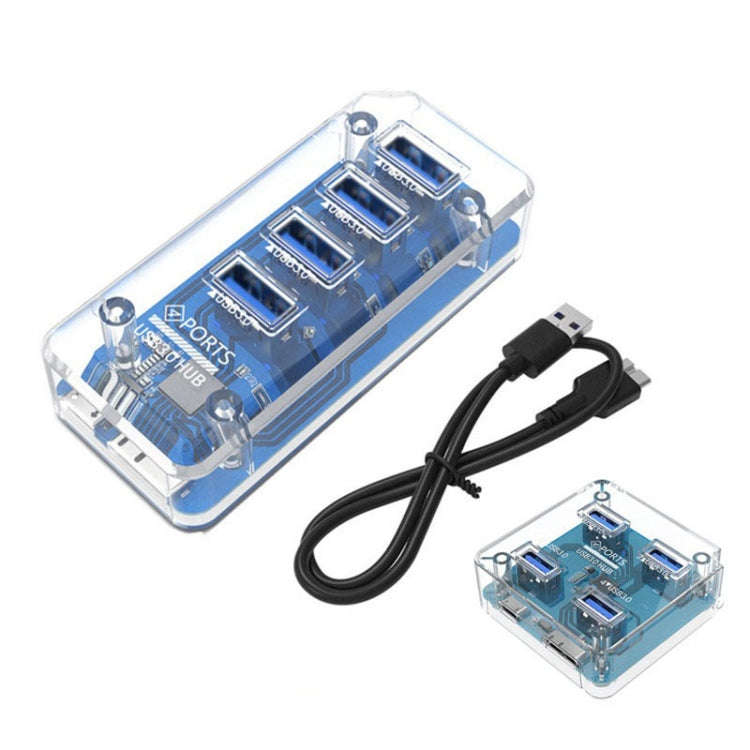 4 x USB 3.0 HUB 5Gbps Transparent Docking Station USB Adapter Splitter(Square)