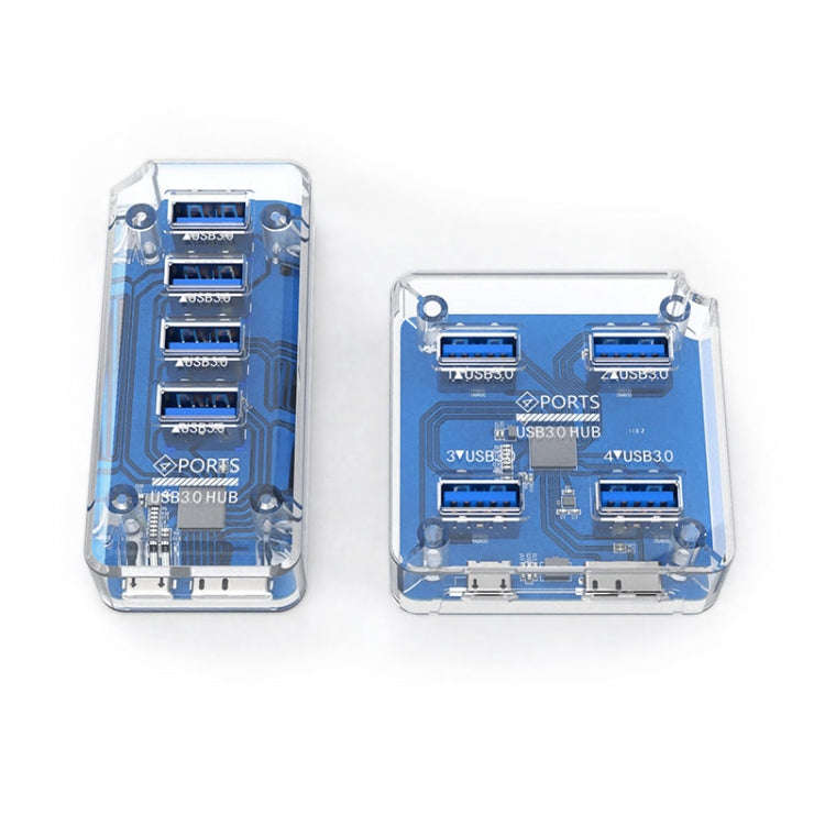4 x USB 3.0 HUB 5Gbps Transparent Docking Station USB Adapter Splitter(Square)