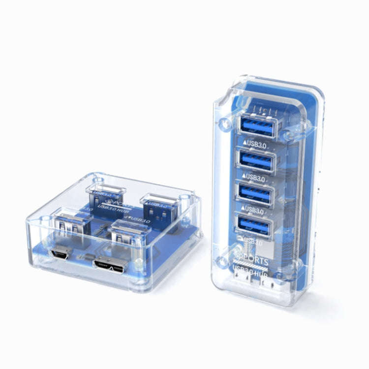 4 x USB 3.0 HUB 5Gbps Transparent Docking Station USB Adapter Splitter(Rectangle)
